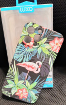 Луксозен силиконов гръб ТПУ LUXO PHOSPHORESCENT CASE за Apple iPhone 13 Pro Max 6.7 зелени цветя и фламинго 